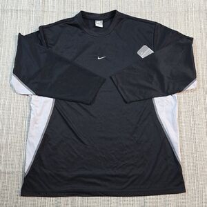 Vintage Y2K Nike Center Swoosh Black Long Sleeve Vented Basketball Shirt XXL NWT